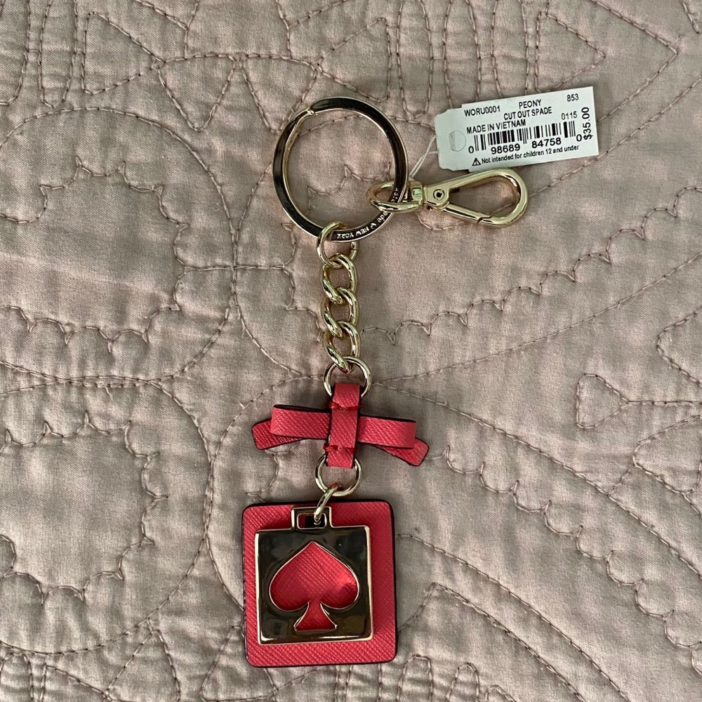 NWT Coral Pink Kate Spade Cutout Keychain